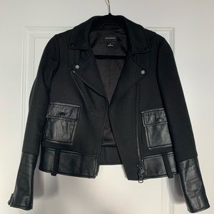 CLUB MONACO - Wool & Leather Moto Jacket - Size 0